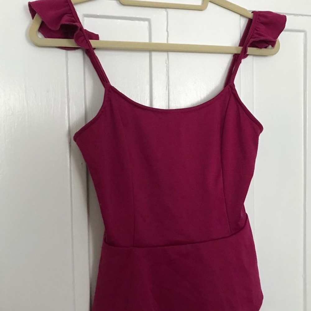 Sparkle and Fade Raspberry Peplum Top - Picture 5 of 6